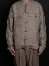 Load image into Gallery viewer, Olive Green Wool Linen Chinese Tunic Suit