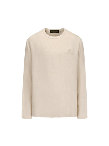 Beige Tencel Wool Long-sleeved Shirt