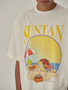 White Retro Beach Print T-shirt