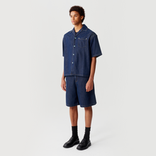 Load image into Gallery viewer, Dark Blue Silk Denim Short-Sleeve Shirt