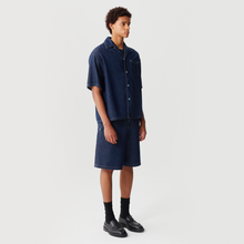Load image into Gallery viewer, Dark Blue Silk Denim Short-Sleeve Shirt