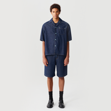 Load image into Gallery viewer, Dark Blue Silk Denim Short-Sleeve Shirt