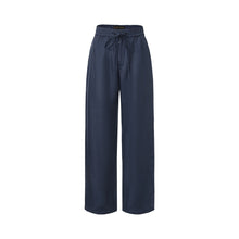 Load image into Gallery viewer, Sapphire Blue Waxed Finish Silk-Linen Casual Pants