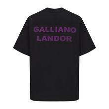 Load image into Gallery viewer, Black Purple Rhinestone Logo T-shirt
