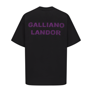 Black Purple Rhinestone Logo T-shirt
