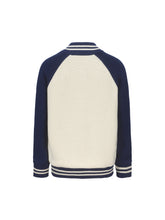 Load image into Gallery viewer, Blue &amp; White High Neck Wool Knitted Zipper Cardigan