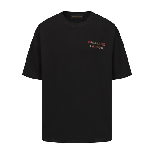 Black Rainbow Rhinestone Logo T-shirt