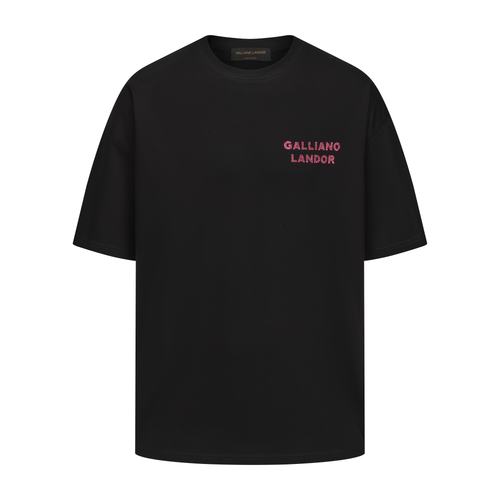 Black Pink Rhinestone Logo T-shirt