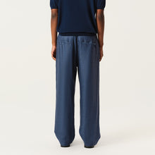 Load image into Gallery viewer, Sapphire Blue Waxed Finish Silk-Linen Casual Pants