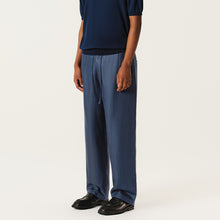 Load image into Gallery viewer, Sapphire Blue Waxed Finish Silk-Linen Casual Pants