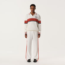 Load image into Gallery viewer, Cloud Dance White Red Blue Stripe Knit Polo Sweatshirt