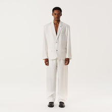 Load image into Gallery viewer, Cream White Tencel Blend with Silk Panel Casual Blazer