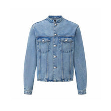 Load image into Gallery viewer, Light Blue Pearl Wash Denim Long-Sleeve Zhongshan Jacket