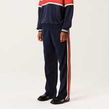 Load image into Gallery viewer, Navy Blue Red White Stripe Panel Pants