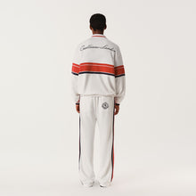 Load image into Gallery viewer, Cloud Dance White Red Blue Stripe Panel Polo Sweatshirt