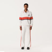 Load image into Gallery viewer, Cloud Dance White Red Blue Stripe Panel Polo Sweatshirt