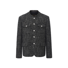 Load image into Gallery viewer, Black &amp; White Woven Wool Tweed Zhongshan Jacket