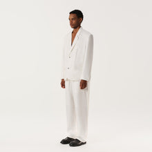 Load image into Gallery viewer, Cream White Tencel Blend with Silk Panel Casual Blazer