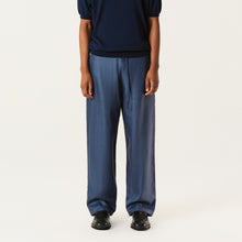 Load image into Gallery viewer, Sapphire Blue Waxed Finish Silk-Linen Casual Pants