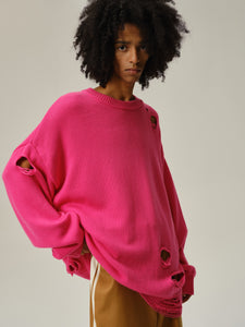 Pink Wool Destroyed Sweater