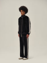 Load image into Gallery viewer, Black &amp; White Velvet Stripe Patchwork Jacket