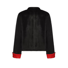 Load image into Gallery viewer, Black and Red Velvet Tang Suit For Kids