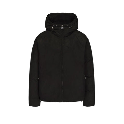 Black Suede Orchid Zipper Down Jacket