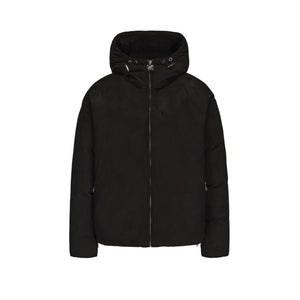 Black Suede Orchid Zipper Down Jacket