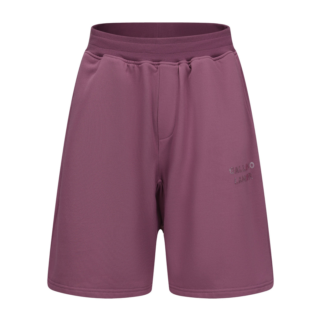 Purple Pink Rhinestone Logo Shorts