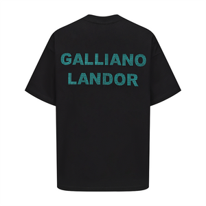 Black Blue Rhinestone Logo T-shirt