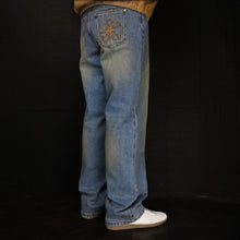 Load image into Gallery viewer, Dark Blue Sunset Washed Baggy Denim Jeans