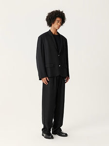 Black Tencel Linen Casual Suit