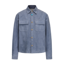 Load image into Gallery viewer, 【Gentleman&#39;s Gift】Grayish Blue Chamois Leather Jacket
