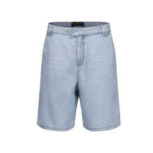 Load image into Gallery viewer, Light Blue Silk Denim Shorts