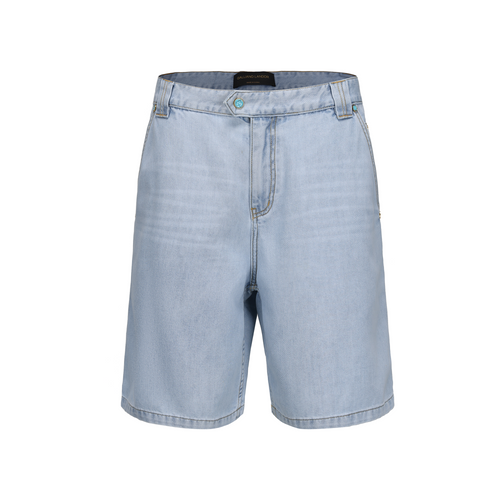 Light Blue Silk Denim Shorts