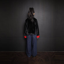 Load image into Gallery viewer, Black and Red Velvet Tang Suit For Kids
