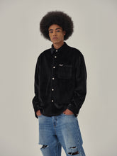 Load image into Gallery viewer, Black Velvet Shirt Jacket
