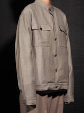 Load image into Gallery viewer, Olive Green Wool Linen Chinese Tunic Suit