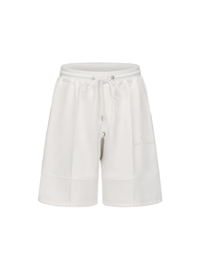 Cream White Cupro Cotton Shorts