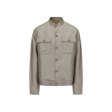 Load image into Gallery viewer, Olive Green Wool Linen Chinese Tunic Suit