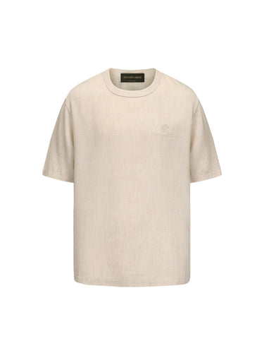 Beige Tencel Wool Short-sleeved Shirt