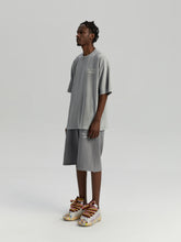 Load image into Gallery viewer, Gray experimental stonewash style logo shorts
