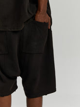 Load image into Gallery viewer, Black antique brass patina logo shorts