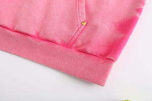 Pink Snow Washed Embroidered Polo Sweater
