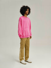 Load image into Gallery viewer, Pink Snow Washed Crewneck Sweater