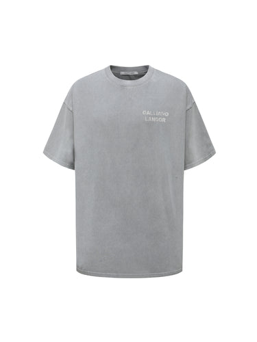 Gray experimental stonewash style logo T-shirt