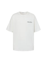 Load image into Gallery viewer, White Slub Cotton T-shirt with Embroidery Logo