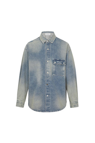 Light Blue Washed Denim Shirt