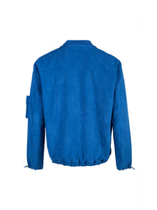 Blue Suede Fabric Capsule Pockets Jacket