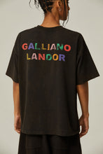 Load image into Gallery viewer, Black Antique Brass Rainbow Printed Logo T-shirt